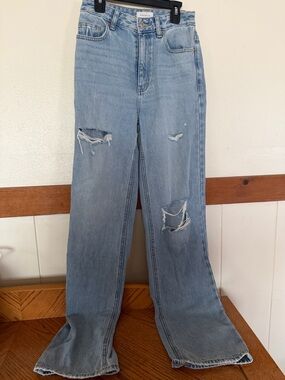 PACSUN Light Indigo Ripped Curve 90s Boyfriend Jeans